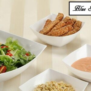 64 Ounce by Blue Sky Blue Sky Set of 5 Party Snack or Salad Bowl Square Unbreakable Clear Plastic Serving Bowls 
